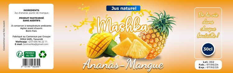 Etiquette ananas mangue